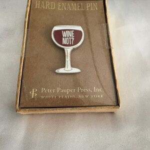 🏆 Peter Pauper Press 'Wine Not?' Red Enamel Wine Glass Brooch